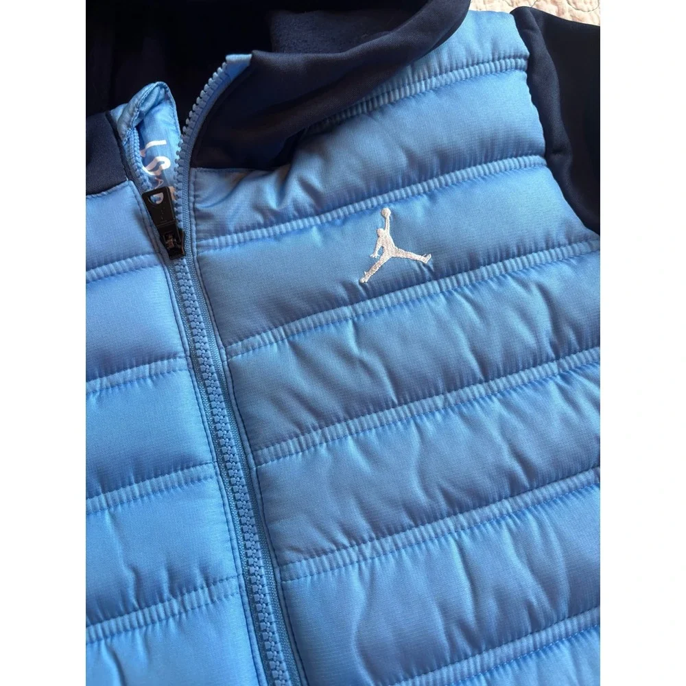 Jordan Boys Legend Blue Puffer Hybrid Hooded Jacket Size Small
